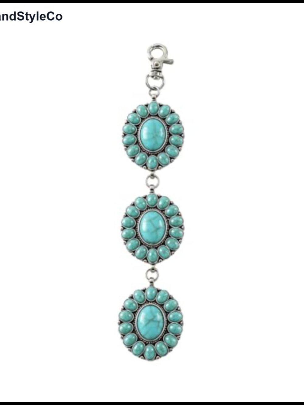 Western Dangling Floral Keychain Charm, Boho Turquoise Bag Charm, Metal Lobster